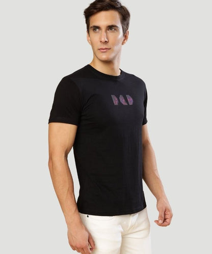 Men's Black Solid Half Sleeves Regular Fit T-Shirt